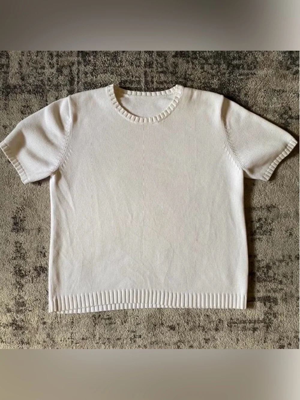 American Vintage Cream Short Sleeve Knit Tee - Picture 1 of 3
